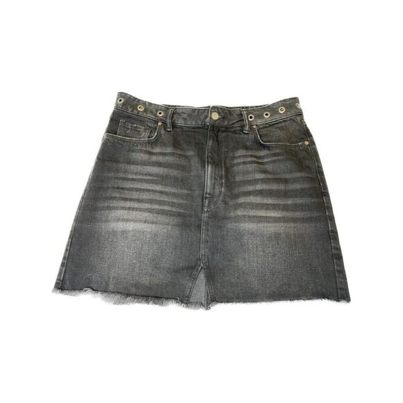 ALLSAINTS LILA EYELET BLACK WASHED DENIIM SKIRT M 10 - Picture 2 of 8